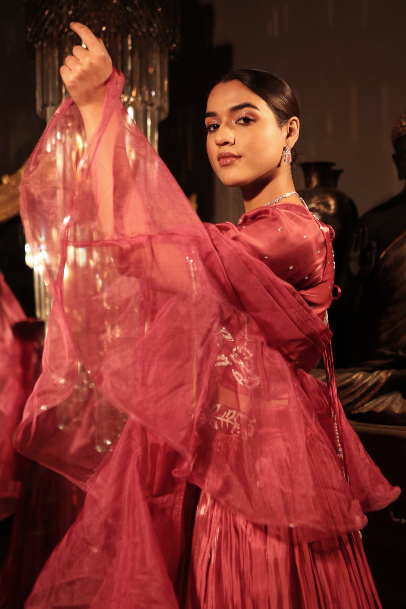 Pink Organza Lehenga