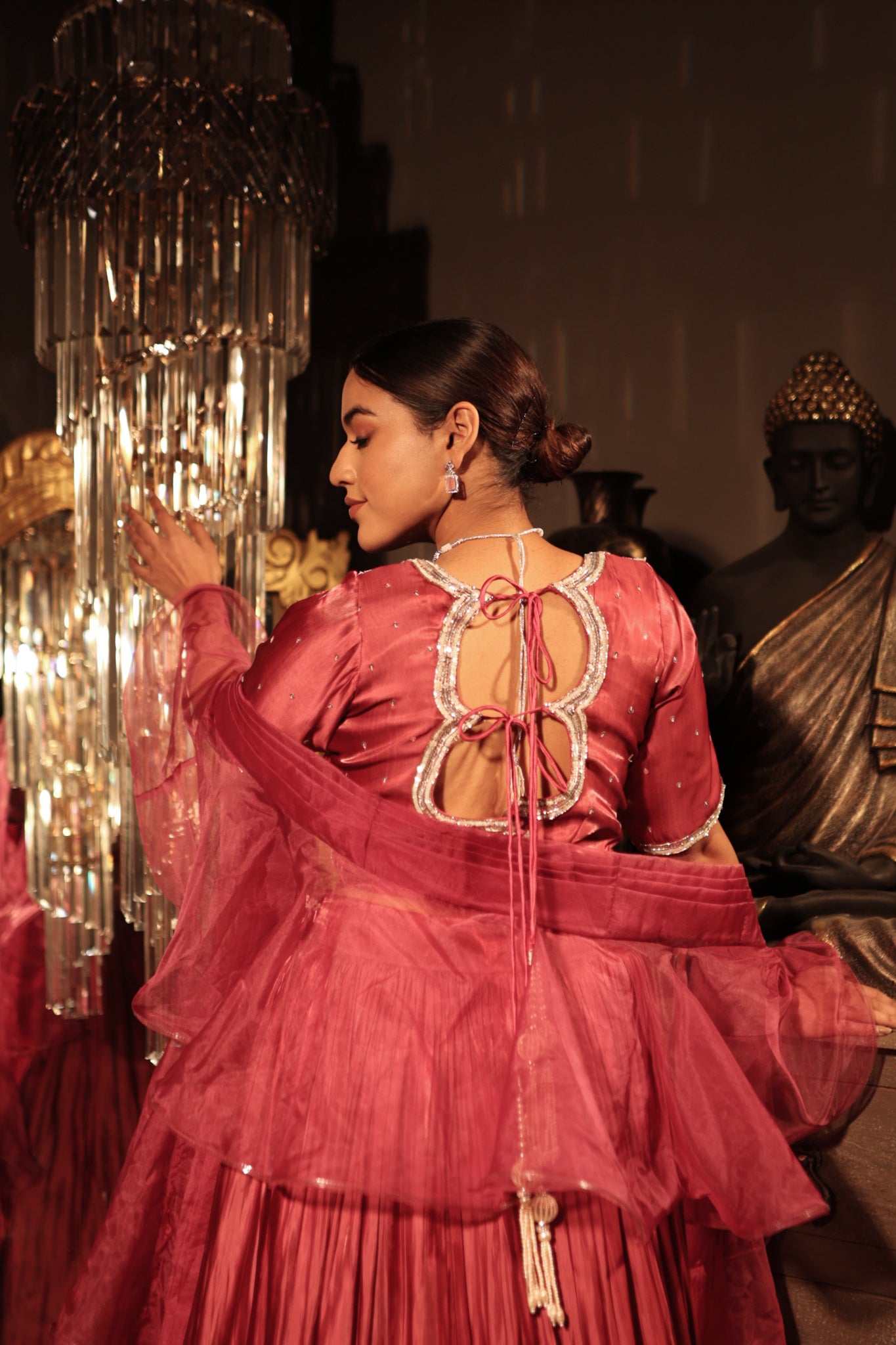 Pink Organza Lehenga