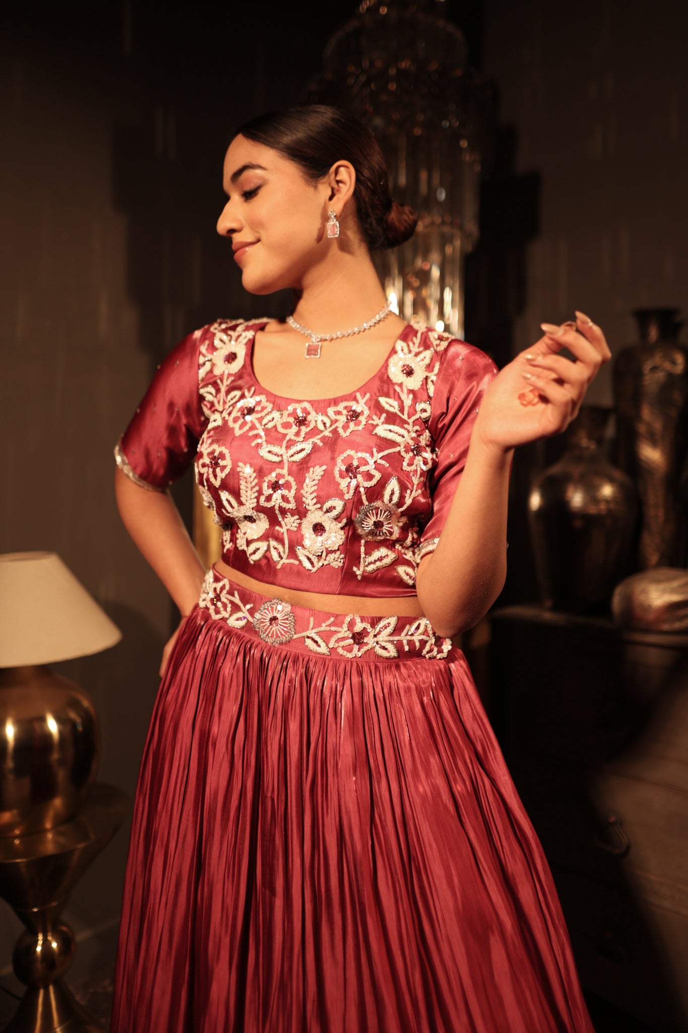 Pink Organza Lehenga