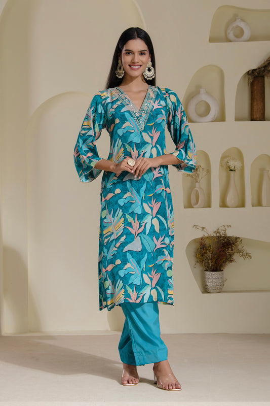 Crepe pant suit set